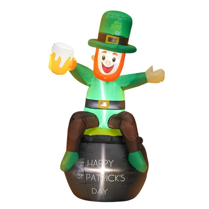 6/8FT Inflatable Lawn Ornament With Waterproof Polyester Fabric And Built In Lights For Patricks Day Celebration
