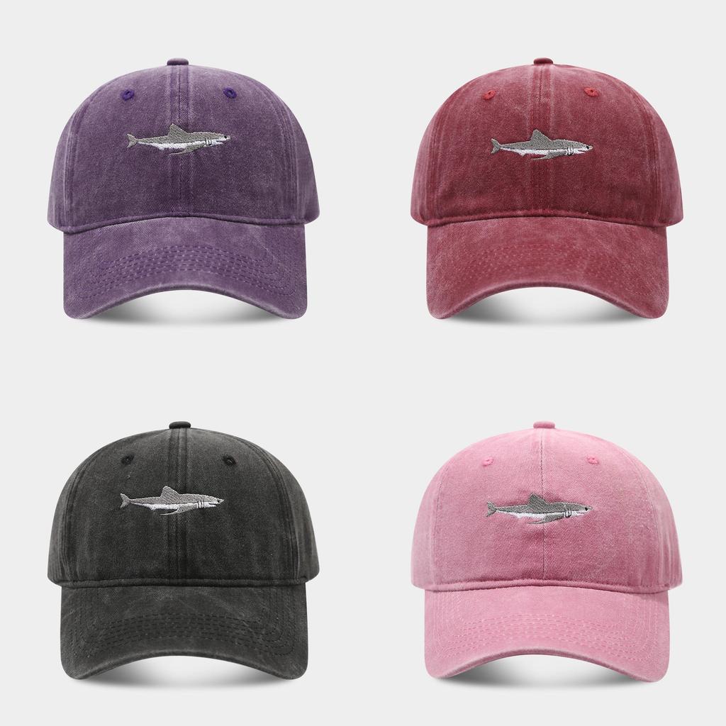 Vintage Haifisch Baumwoll-Baseballkappe Mit Stickerei Für Streetwear Und Sonnenschutz