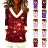 Women's Fashion Fleece V,Neck Pullover Valentine's Day Long Sleeve Top