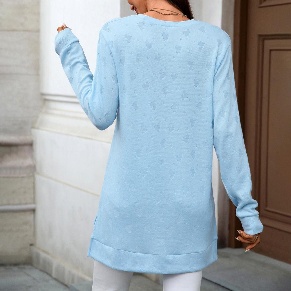 Women's T-Shirt Vintage Floral Print Round Neck Loose Long Sleeve Mid-Length Thumb Leak Top