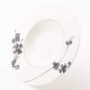 NARUMI Plate, Black Plant Design, 25cm Rim, Soup Plate, Microwave Safe, Made in Japan, 51230-5239