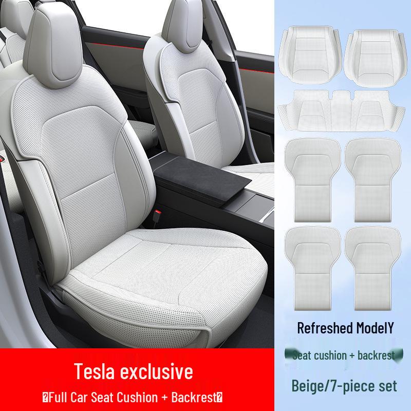 Tesla Model Y Seat Protector Cushion - Nappa Leather, Breathable & Ventilated