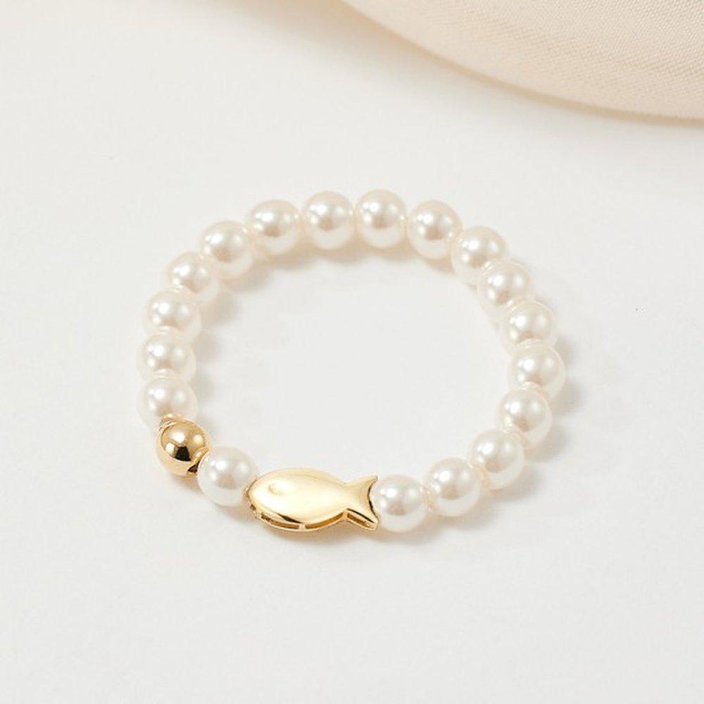 14K Lucky Fish Ring Jpbdr576 Gold Ball Beads Garnet Pearl Black Spinel