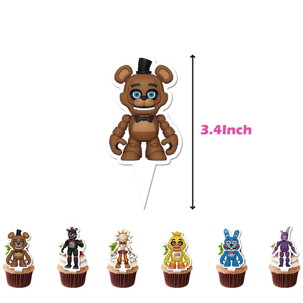 34 stk Five Nights at Freddy's festartikler inkluderer kaketopp, ballong, banner