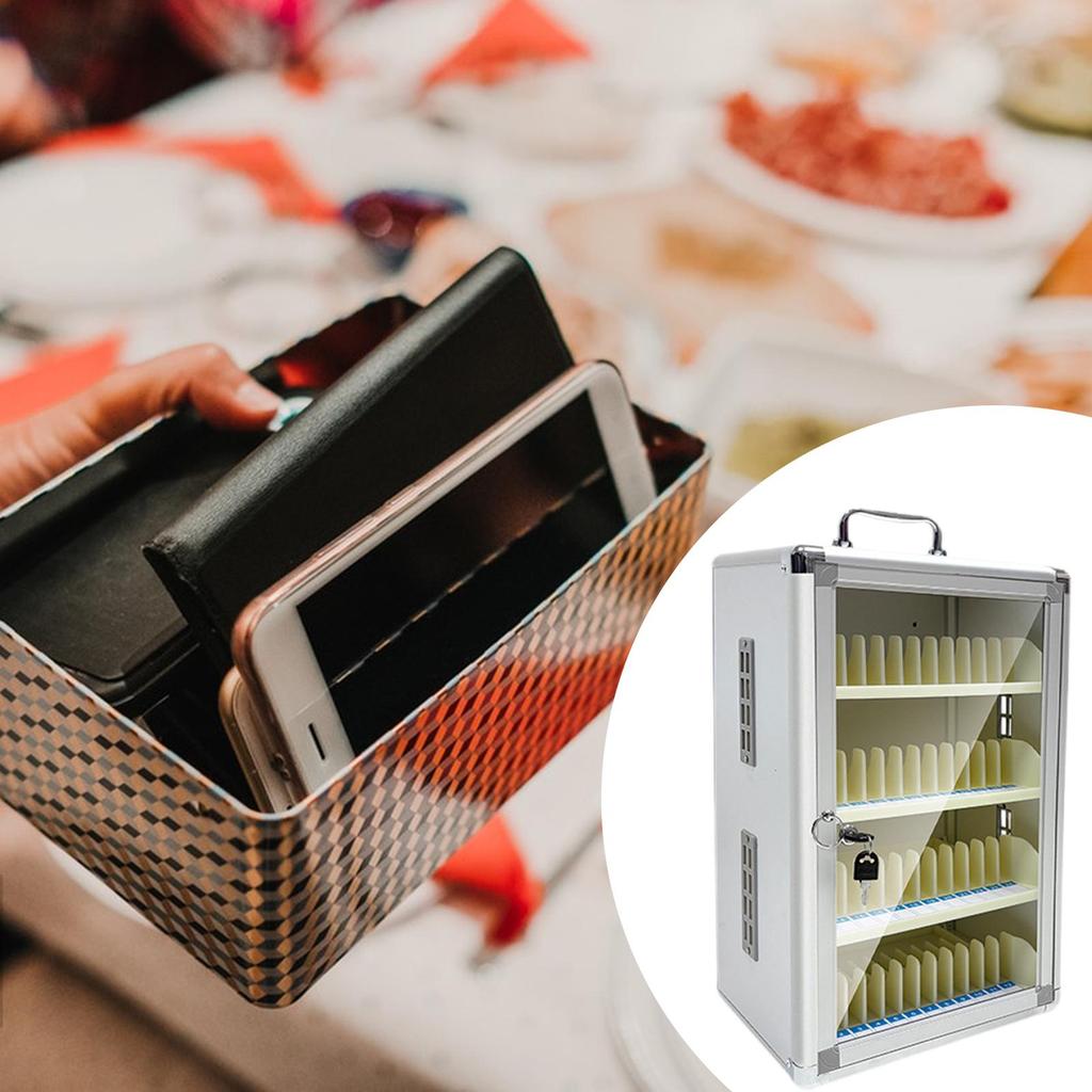 Phone Storage Cabinet Aluminum Alloy Lockable Locker for Repair Stores 48 Slots