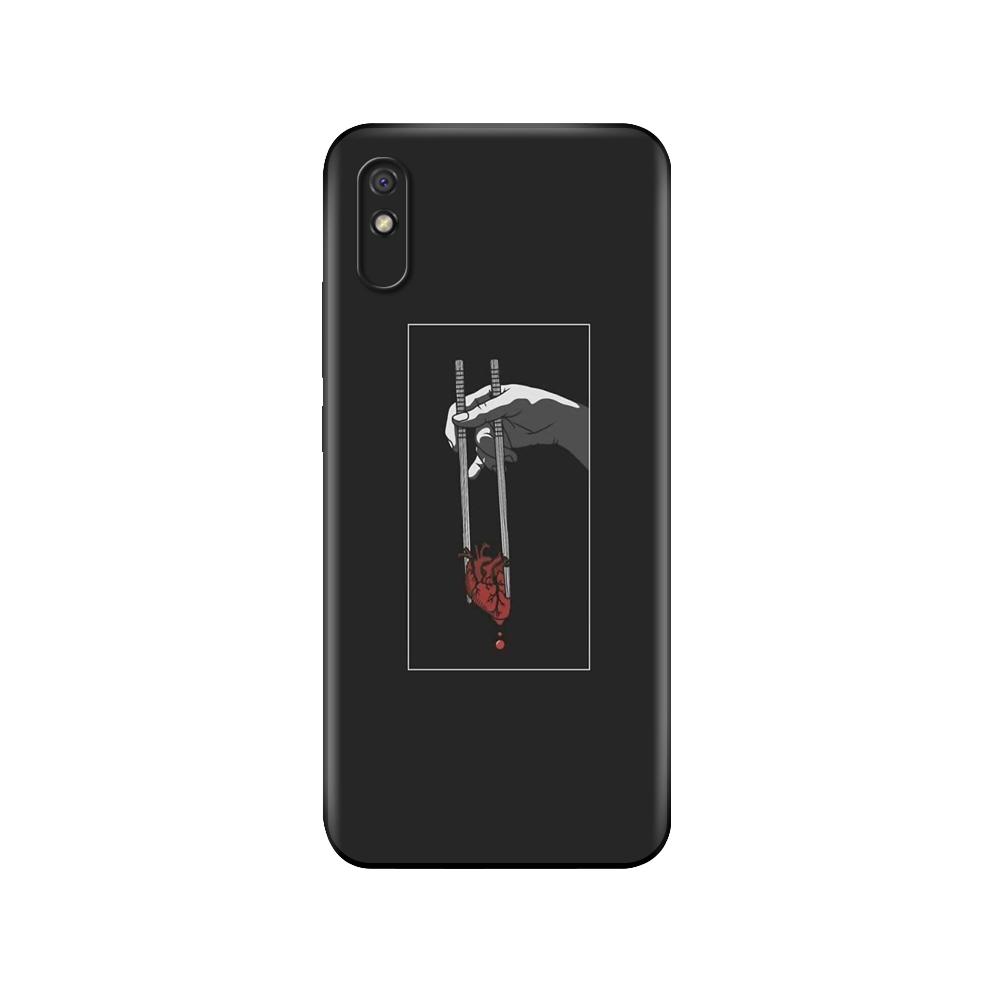 Black tpu Case For Xiaomi Redmi 7A 8 8A 9 9A 9C Case Redmi Note 8T 8 Pro T Note 9 9S 9 Pro Case Japanese Anime Aesthetic