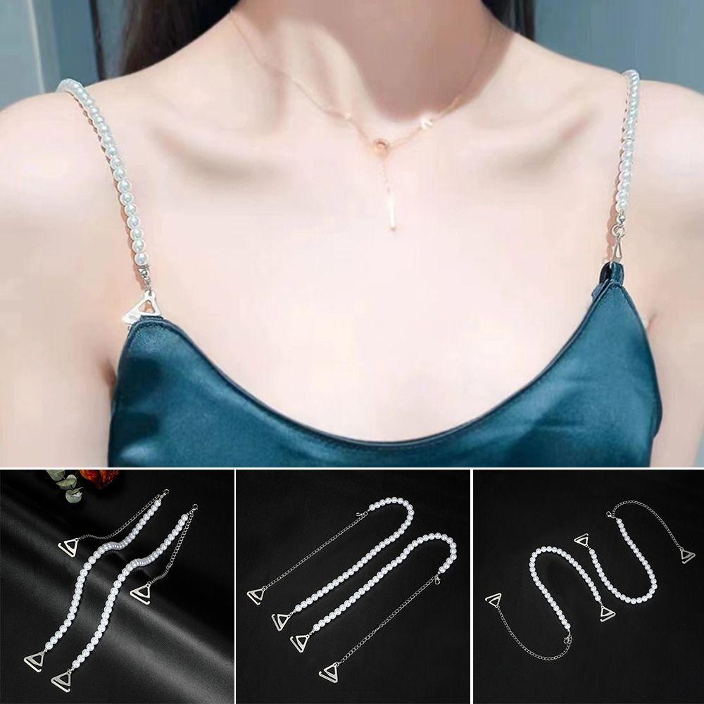 Non-Slip Pearl Bra Straps Sexy Off-the-shoulder Adjustable Underwear Shoulder Strap Removable Decorative Bra Shoulder Belts