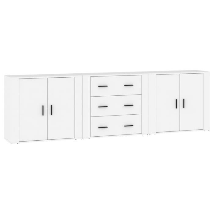 VidaXL Buffets 3 Pcs White Engineered Wood 3185399