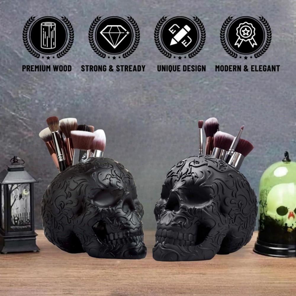 Large Capacity Halloween Skeleton Holder Handmade Gothic Pen Holder Gifts