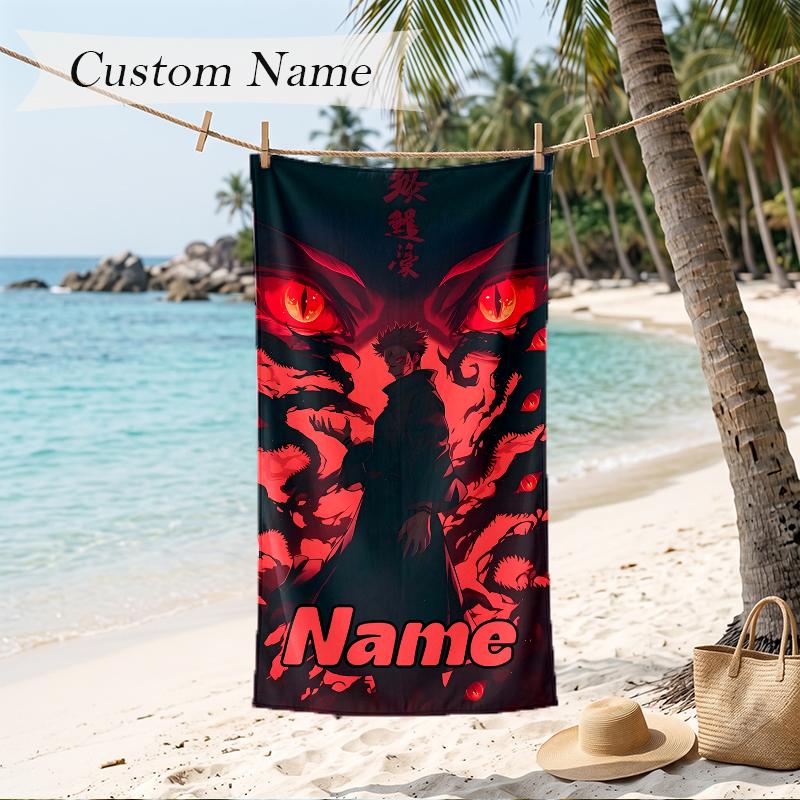 SUKUNA Custom Name Printed Beach Towel Personalized Soft Towel For Swimming Beach Travel