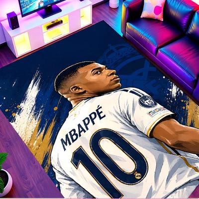 Kylian Mbappe Print Rug, Washable Floor Carpet, For Entryway Dorm Laundry Room Office Study, Home Decor Birthday Christmas Gift