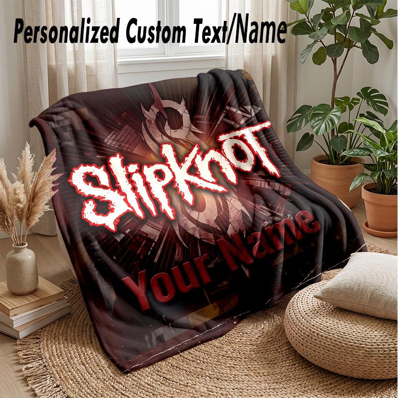 Slipknot Custom Flannel Throw Blanket Print Your Name Text Soft Warm Blanket Holiday Present