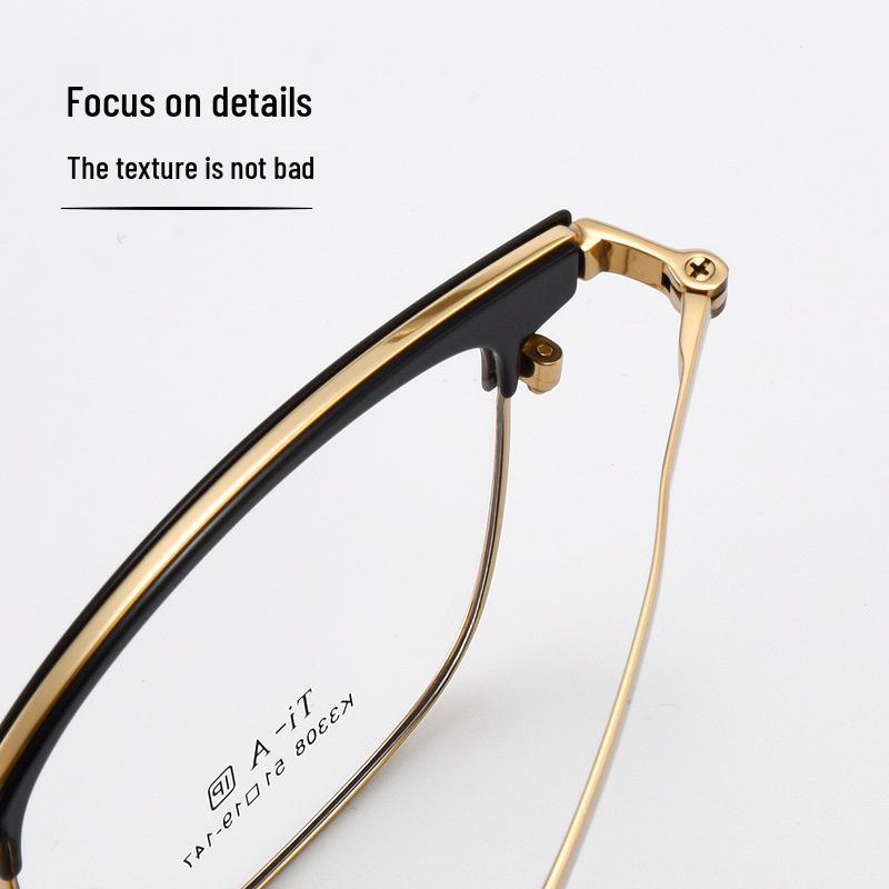 Kemin Men's Titanium Eyebrow Frame: Fashionable, Prescription-Ready Square Design with IP Electroplating - Model 3308.