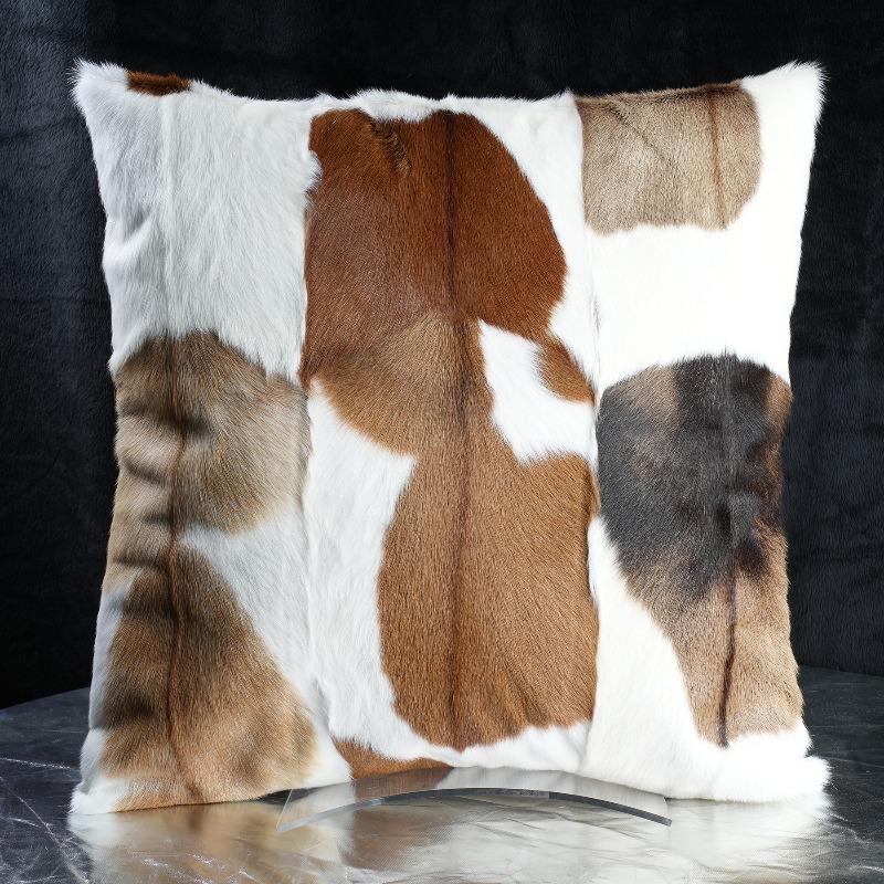 Plush Cow Print Pillowcase 50x50cm Double-sided Cushion Cover Artistic Color-block Throw Pillow Cover Home Decor