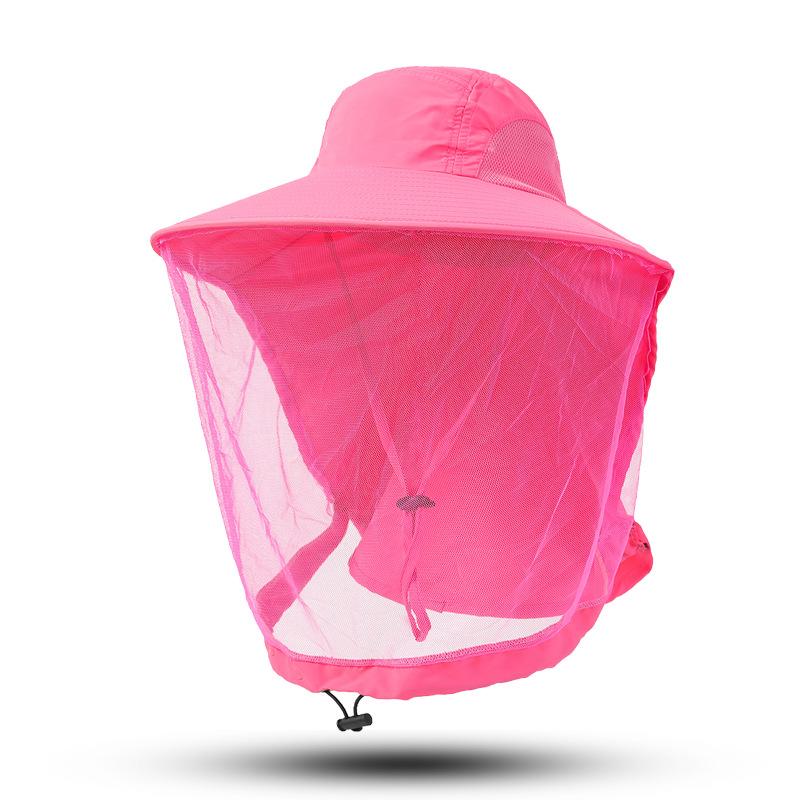 Four Seasons Solid Color Simple Outdoor Anti-mosquito and Anti-insect Fishing Cap Sunscreen Breathable Anti-bee Hat