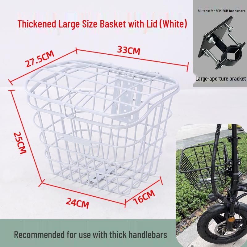 Universal Folding Front Bike Basket - Metal Design for Electric Bikes and More