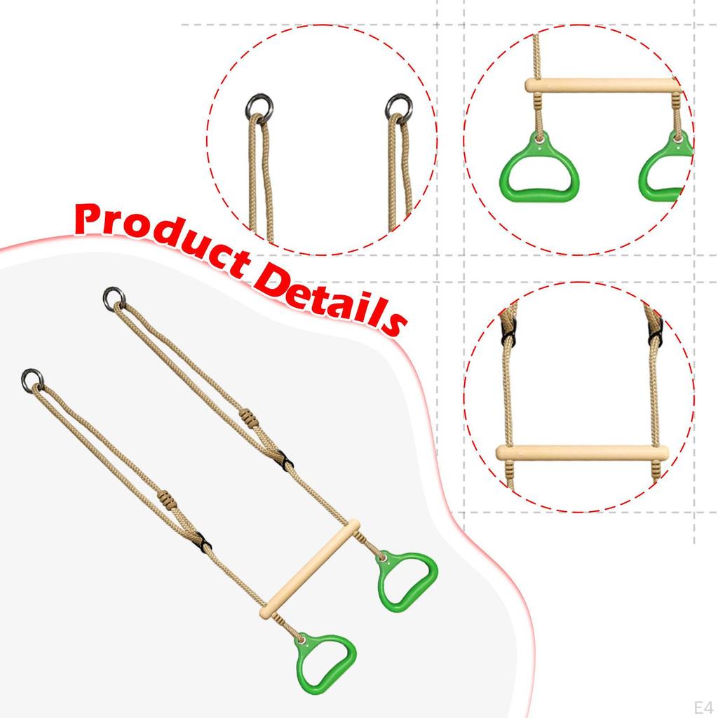 Trapeze Swing Bar Hanging Rings for Indoor Outdoor Use Fitness Home Gym