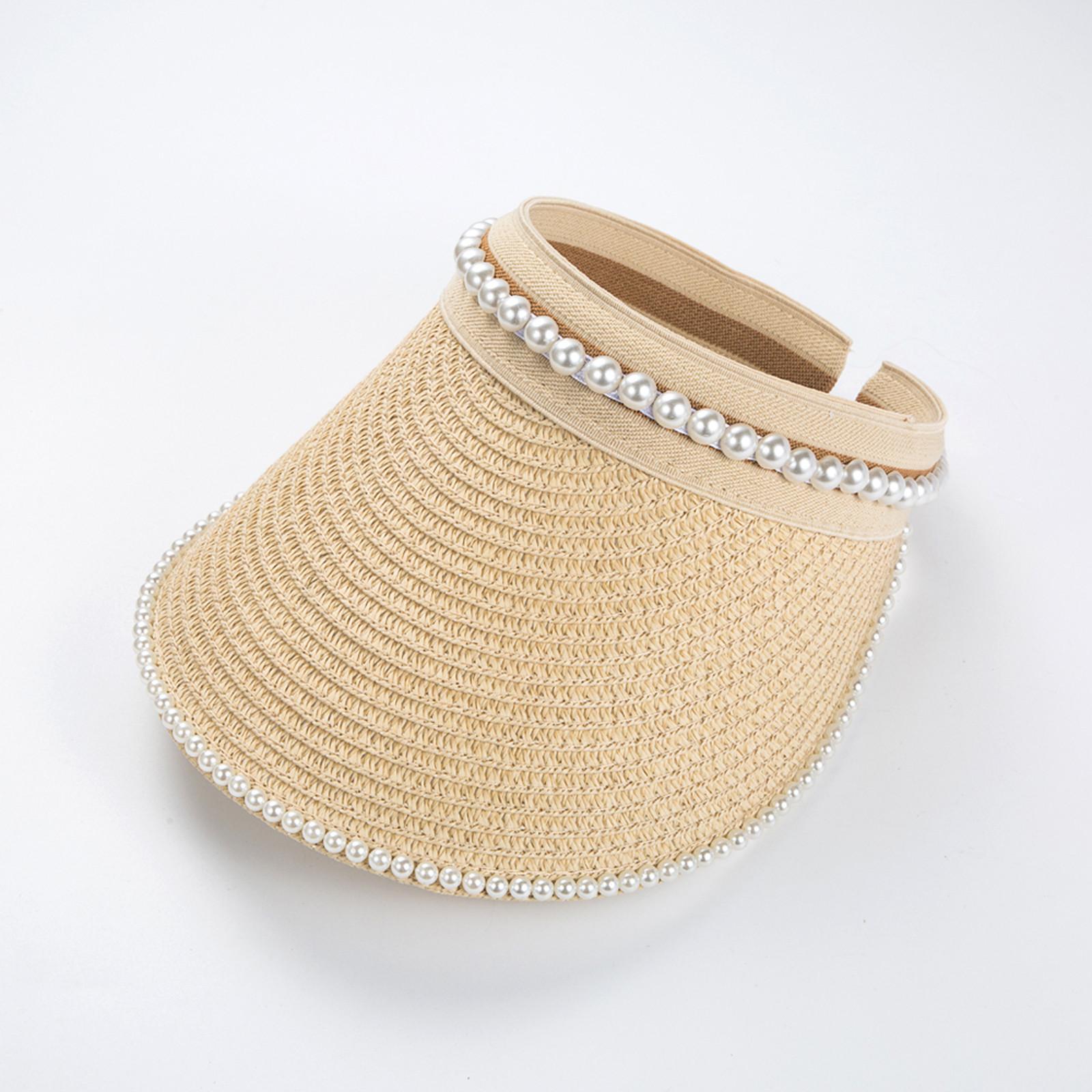 

Шляпы с солнцезащитным козырьком для женщин, широкие соломенные козырьки, женские складные пляжные козырьки, летняя пляжная шляпа с хвостиком One Size хаки