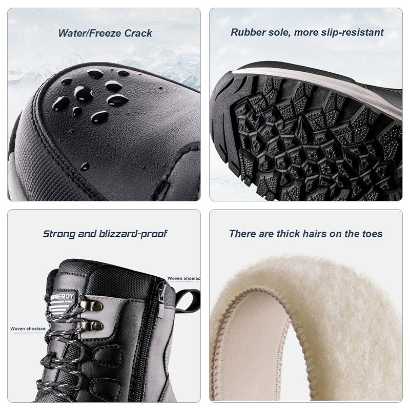 Modă Ghete Bărbați Zăpadă Pantofi Bărbați Glezne Impermeabile Antiderapante Pantofi Bărbați Călduroși Pluș Modă Cizme Outdoor Iarnă Bărbați Pantofi Negri