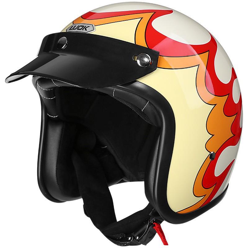 Vintage Motorcycle Helmet Male Cruise Scooter Four Seasons Half Electric Vehicle Female