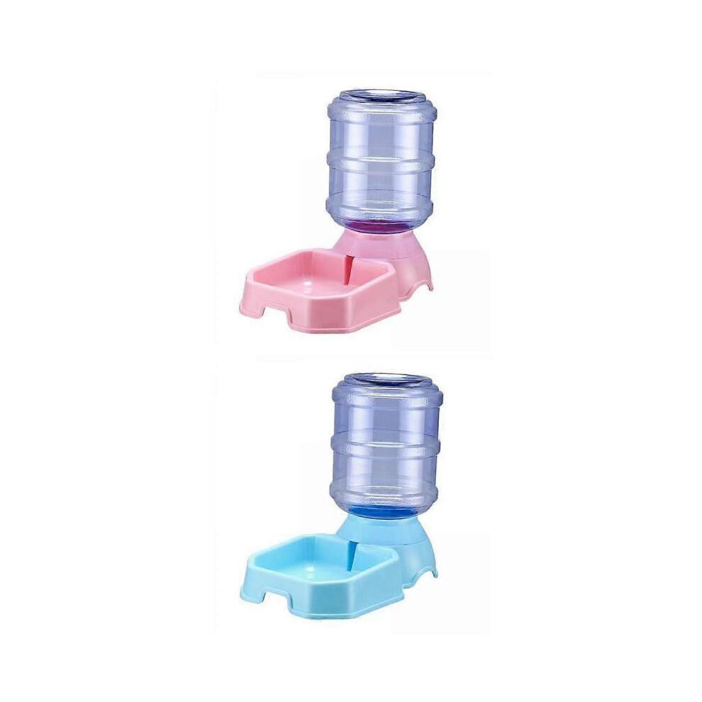 2 Pieces 3.8L Automatic Pet Water Dispenser Feeder Plastic Auto Feeding Dish