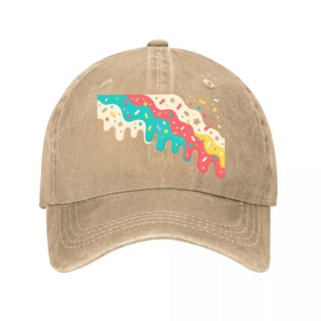 Candy Drip Sprinkle Pop Border  New Vintage Washed Cotton Baseball Cap Sun Hats