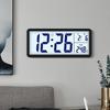 Nordic Large Digital Wall Clock with Temperature/Humidity Display, Silent Operation, and LCD Night Light