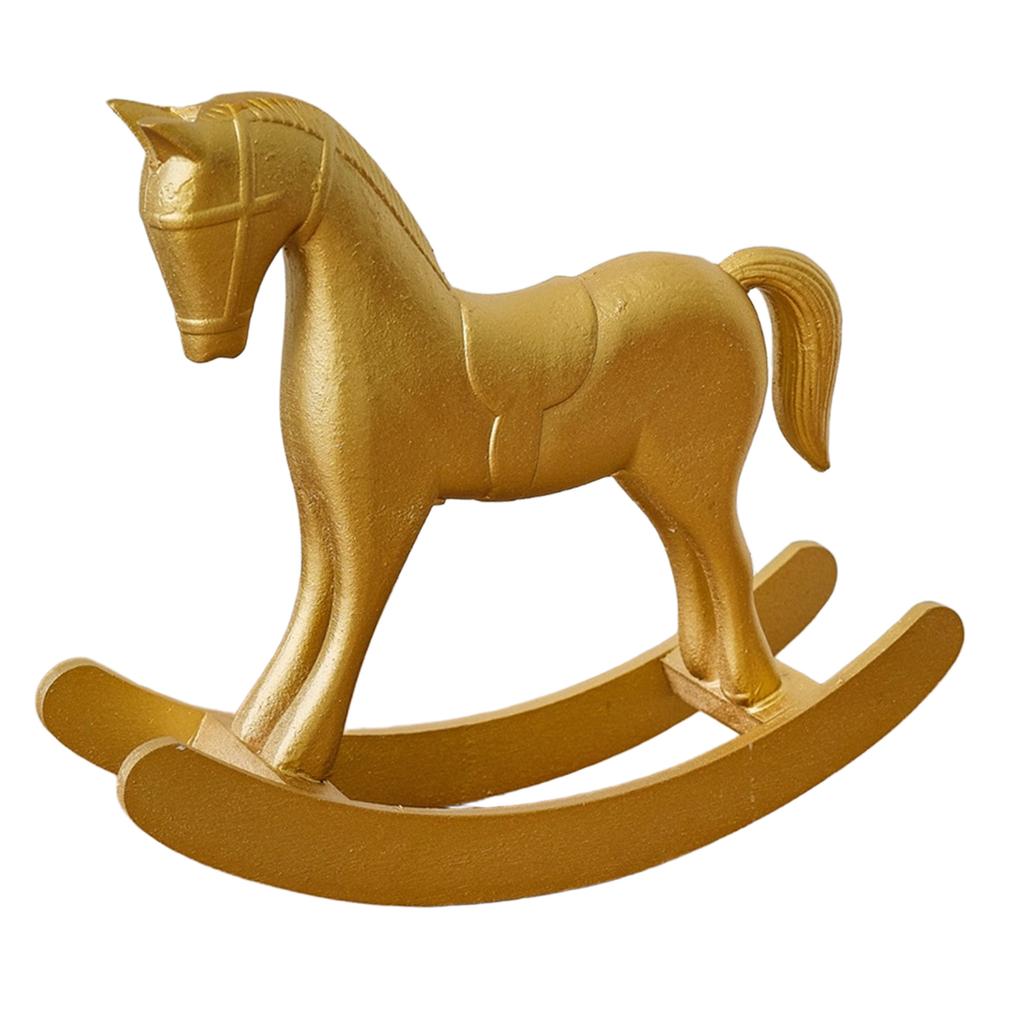Rocking Horse Figurine European Retro Desktop Old Ornaments Home Decoration Wooden Crafts For Home Cabinet New Year Decoration