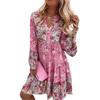 Summer Printed Dress, Loose and Fashionable V-neck Chiffon Pleated Dress
