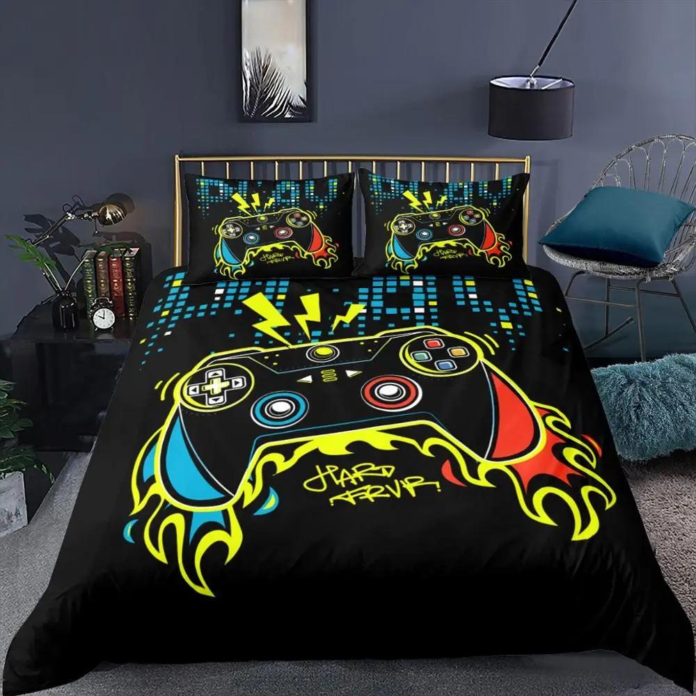 Gamepad 3D Printed Bedding Set For Teen Boys Queen Modern Gamer Comforter Duvet Cover 240x220 Video Game Kids Bed Linen