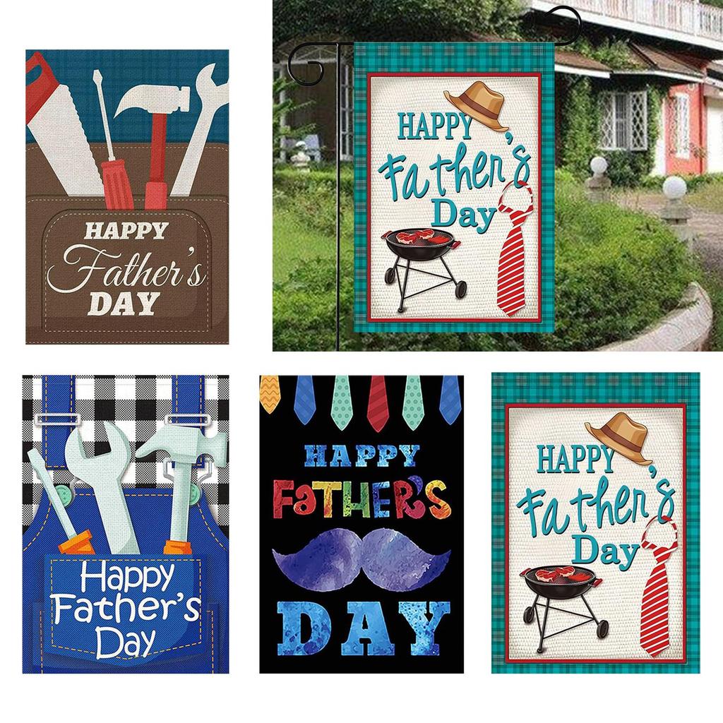 Alles Gute zum Vatertag Gartenflagge Willkommen Hofflagge Doppelseitiges Banner für Liebhaber Veranda Einweihung Bauernhaus Saisonale Feiertage