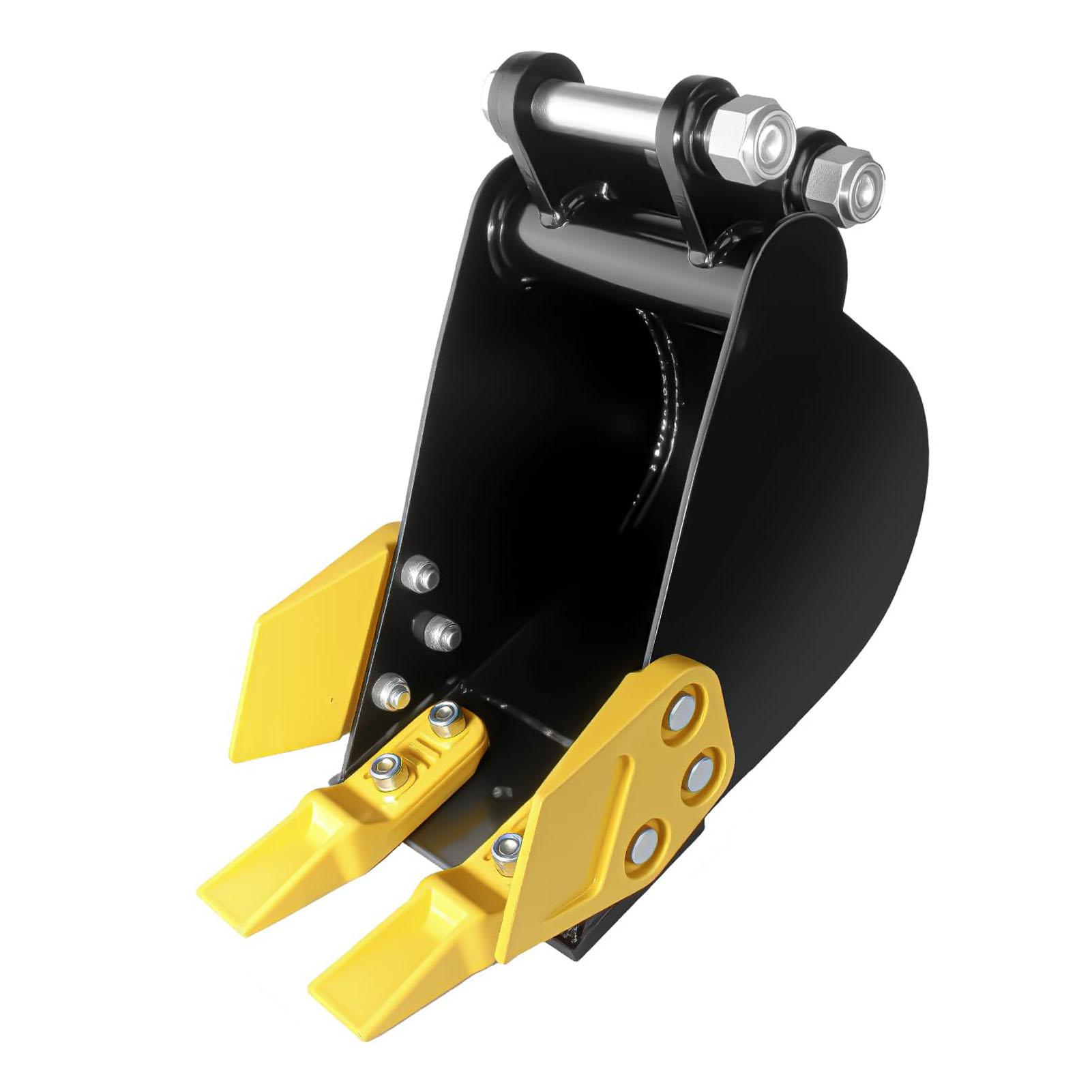 Tomtop Jms Unisex Yellow Narrow Digging Bucket 200Mm 7.87In Mini Excavator Attachment 0.98In Hole Dia 3.54In Center Wheelbase Teeth