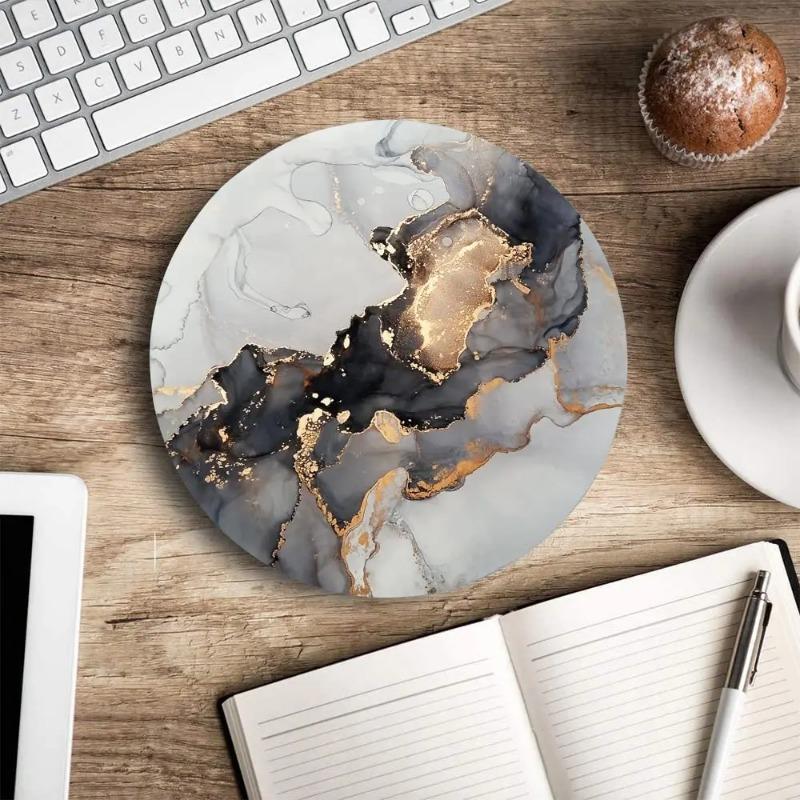 High-quality Marble Multi-pattern Round Mouse Pad Non-slip Cute Rubber Creative Office Desk Mat Gaming Mat with Printed Patterns
