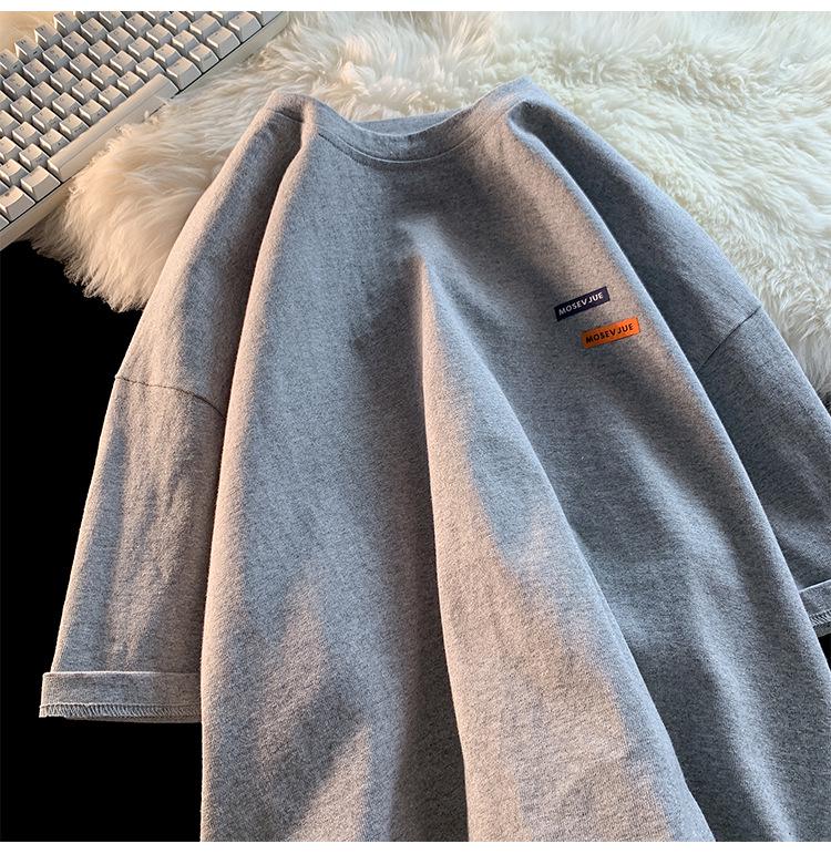 Men's Oversized American Retro Short-Sleeve T-Shirt with Small Collar - Trendy Summer Cotton Style