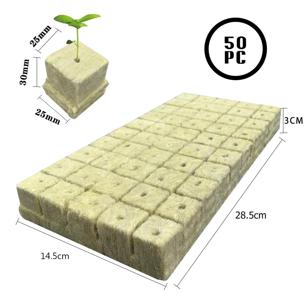 100PCS/50PCS 40mm/30mm Stonewool Hydroponic Grow Media Cubes Plant Cubes Soilless Substrate Seeded Rock Wool Plug Seedling Block