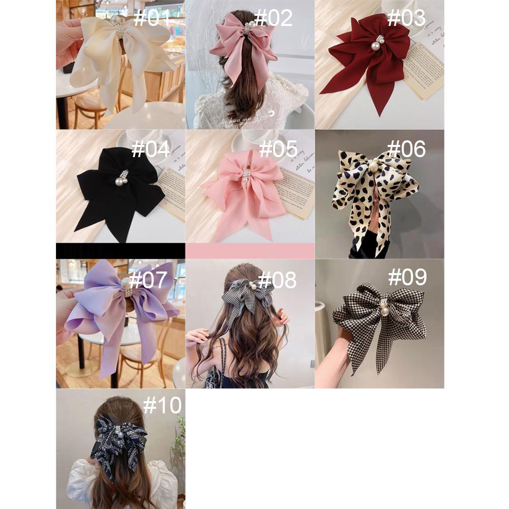 Chiffon Schleife Perle Haarspange Federklemme Haarschmuck Mode Allround-Haarspange Temperament Haarnadel