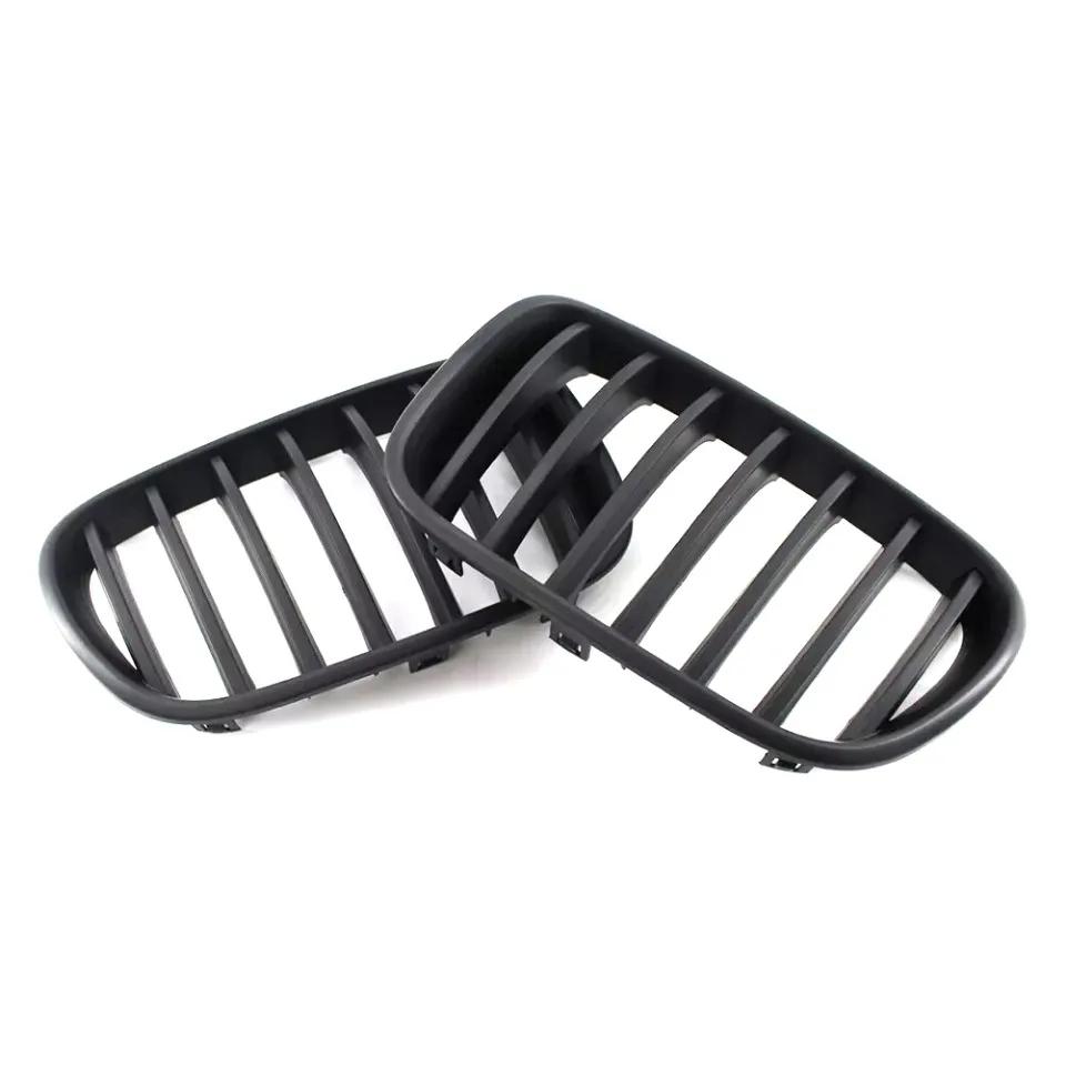 All Black Single Line Style Front Bumper Grilles For BMW X3 F25 2010-2013 Silver Diamonds Style Racing Double Slat Grills