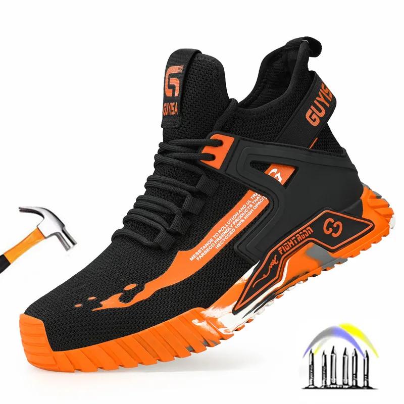 Scarpe antiscivolo da lavoro da uomo 47 rete traspirante scarpe di sicurezza 48 Leggere Industria stivali da lavoro con puntale in acciaio tipo sneakers