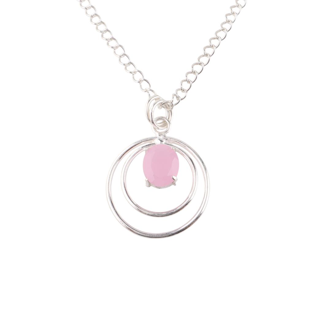 Rose Chalcedony Gemstone 925Sterling Silver Gift Jewelry Boho Pendant For Women PP-61-18