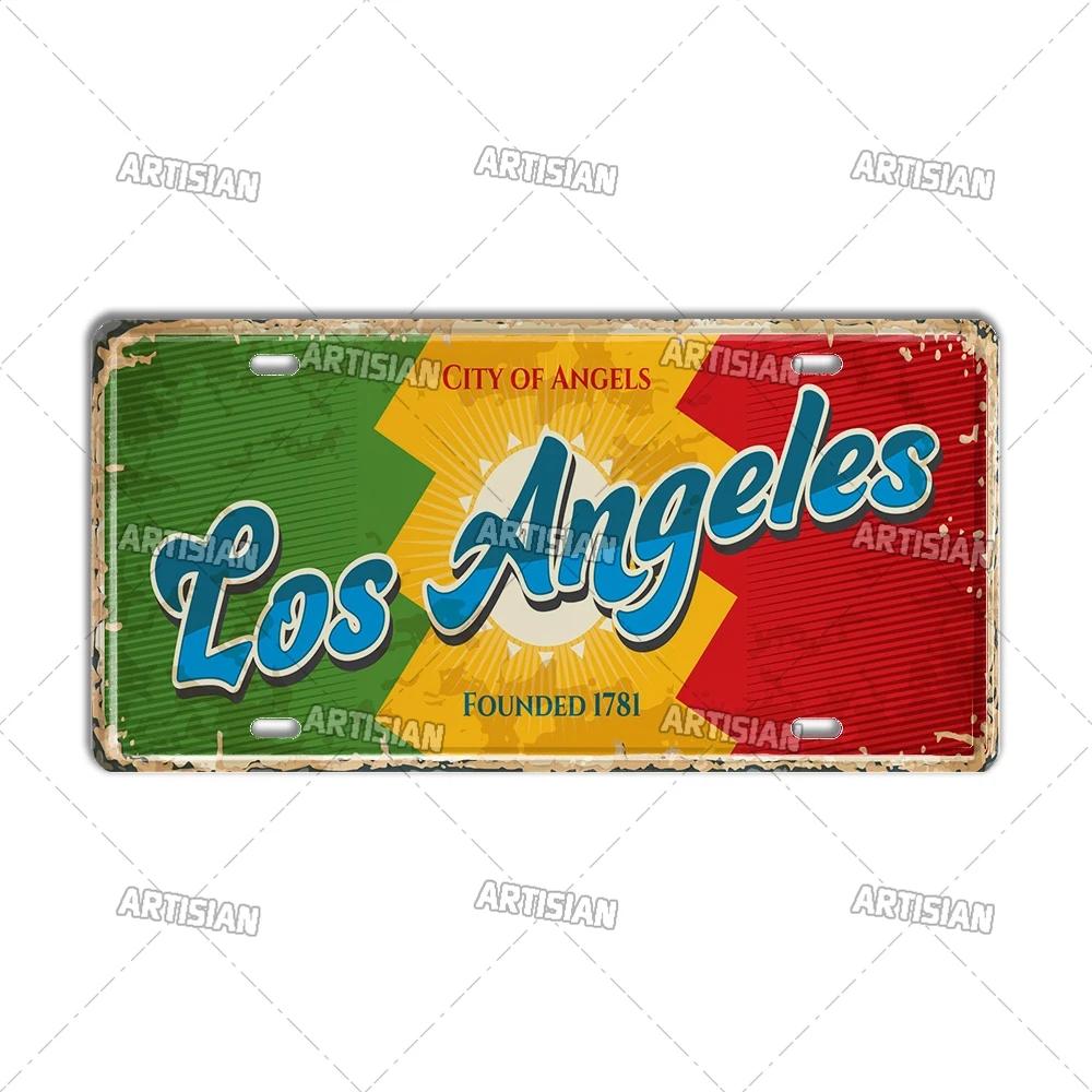 USA License Plate Landmark Metal Wall Sculpture|US City/State Design,Tin Plaque,Halloween&Christmas Gift,Garage/Bar/Cafe Decor