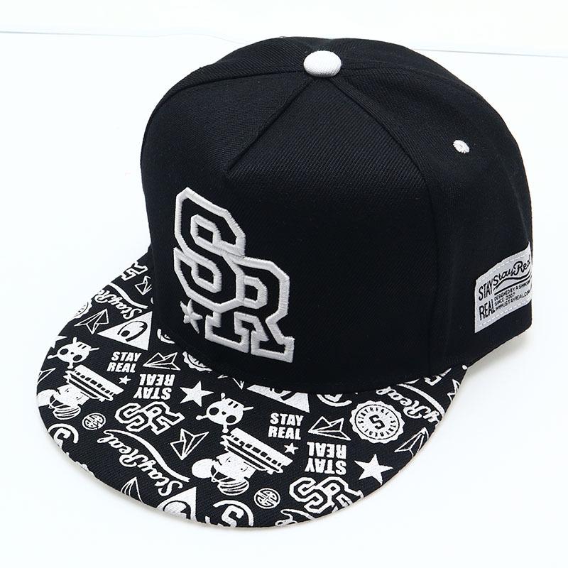 Adjustable 6-Panel High-Quality Embroidered Hip Hop Black Snapback Hat Personalized Outdoor Snapback чёрный