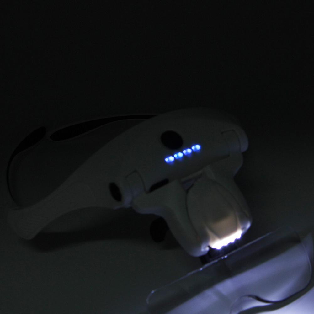 Kopfmontierte Freihand-Lupe mit Leistungsanzeige LED Uhrmacherlupe Batterie mit großer Kapazität für Juwelierlupe Handwerk
