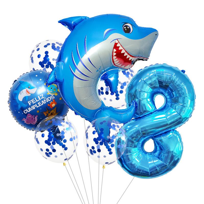 Lantern Fish Shark Whale Benny Crab Year Old Aluminum Film Balloon Digital Balloon Bundle