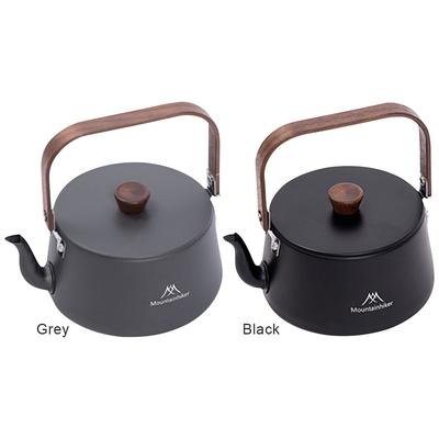 1.1L Camping Water Kettle with Wood Handle Teapot Coffee Pot Aluminum Alloy Portable Lightweight Pot Tourist Cookware Supplies