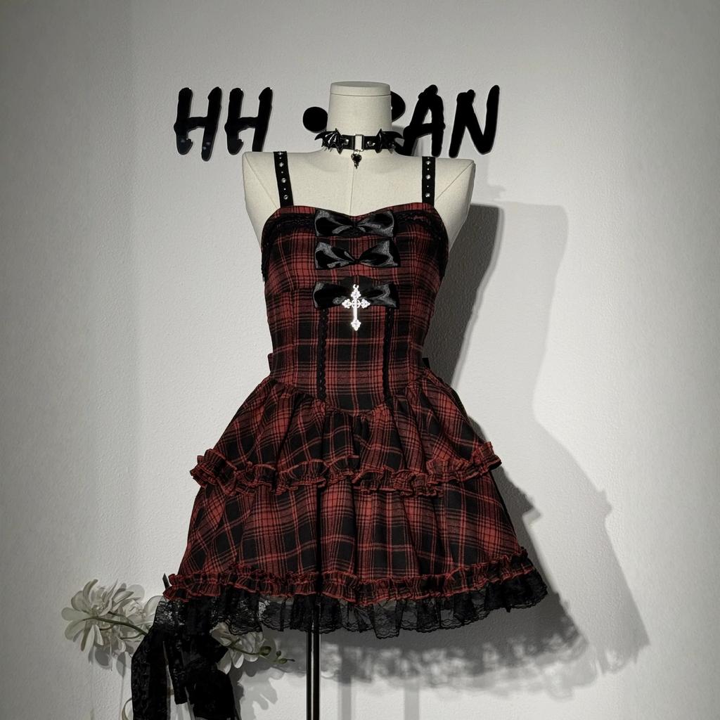 CosplayS-XL Halloween Subculture Gothic Sweet Cool Style Suspender Lolita Cross Cake Dress Stage Costume