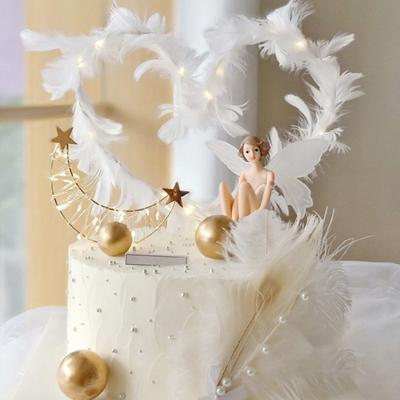 1 Takım Kek Dekorasyon Toppers Dekoratif Kek Dekor Malzemeleri Büyük Kanat Doğum Günü Çiçek Peri Minyatürleri Güzel Dekorasyon
