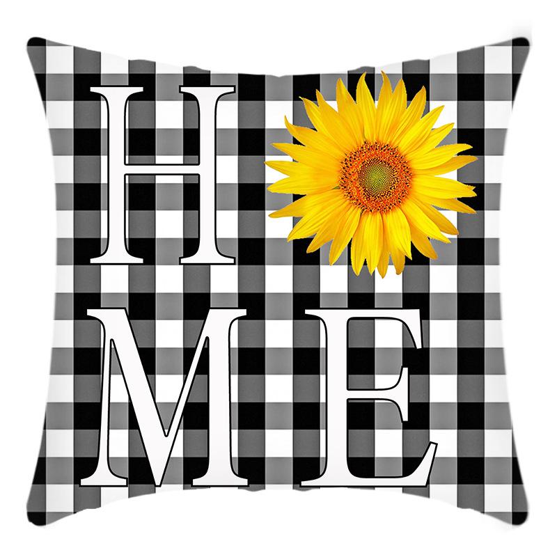 New Thanksgiving Series Printed Sunflower Print Short Plush Sofa Pillow Cushion Cover