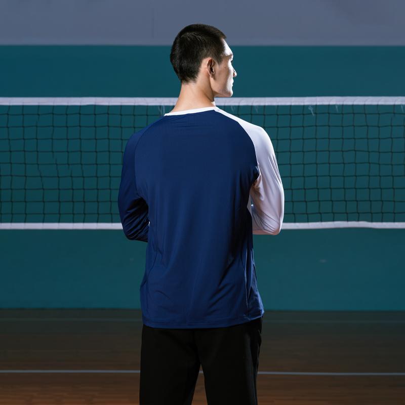 Mizuno Atmungsaktives Schnelltrocknendes Pullover Langarm Badmintonshirt Unisex Oberteile Blau Rot Weiß C2CA43Z128