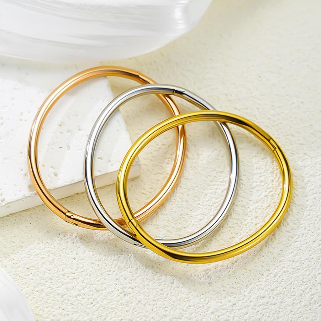 1pc Smooth Plain Stainless Steel Bracelet Women Minimalist Solid Titanium Steel Bangle Fashion Versatile Wristband Jewelry