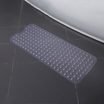 Suction Cup Bath Mat Non-Slip Shower Mat Bathtub Rug with Drain Holes Machine Washable Bathroom Rug for Safe Shower Bath Use